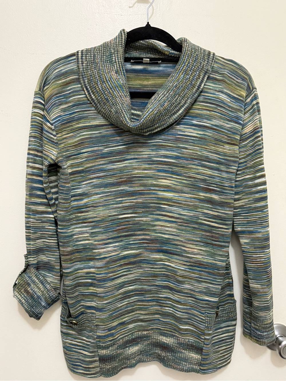Jones New York Sport Multicolor Knit Top - Blue, Green, Tan
